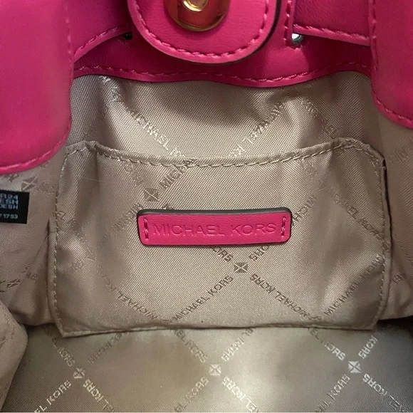 Michael Kors Mina Signature Logo Chain Pink Crossbody Shoulder Bag New - Picture 11 of 16